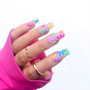 Painting Long Nail Rainbow Flower Nail Sticker