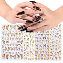 1 Gold Butterfly Laser Finger Nail Art Sticker Transfer Decals for Nail Art Decorations